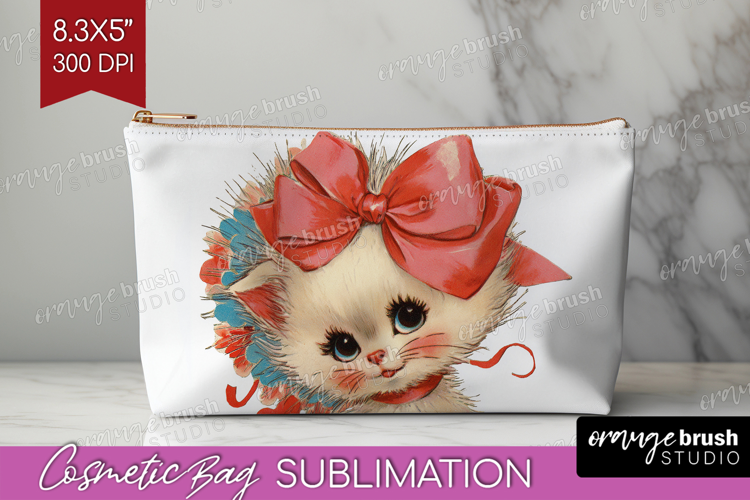 Vintage Valentines Day Cosmetic Bag - Retro Animal Makeup