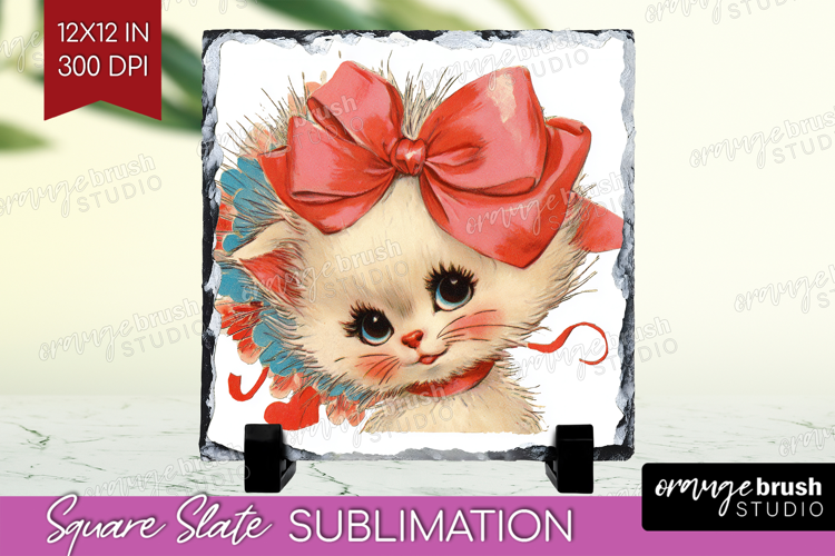 Vintage Valentines Day Slate PNG - Retro Animal Square Slate