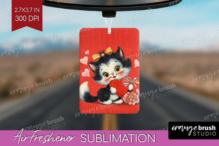 Vintage Valentines Day Air Freshener PNG - Retro Animal PNG