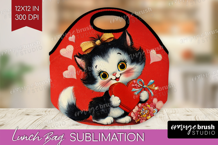 Vintage Valentines Day Lunch Bag - Retro Animal Lunch Bug
