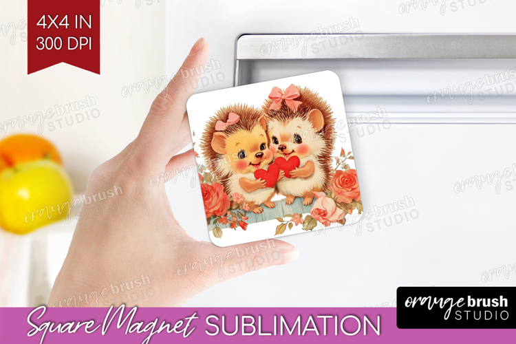 Vintage Valentines Day Magnet Sublimation - Retro Animal PNG