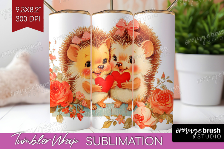 Vintage Valentines Day Tumbler Wrap - Retro Animal Tumbler