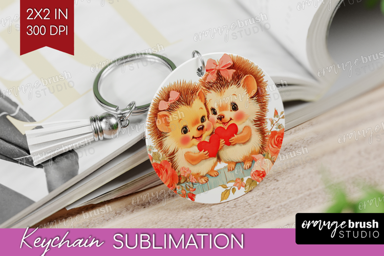 Vintage Valentines Day Keychain PNG - Retro Animal Keychain