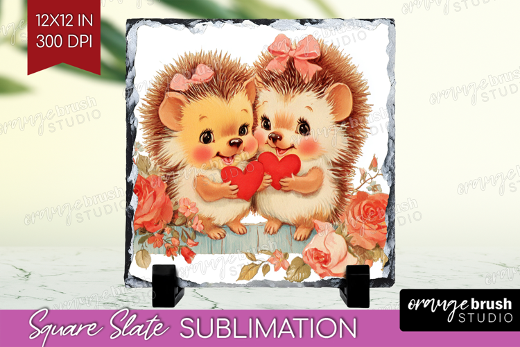 Vintage Valentines Day Slate PNG - Retro Animal Square Slate