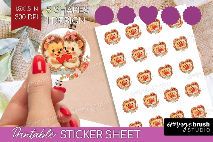 Vintage Valentines Day Round Sticker - Retro Animal Sticker