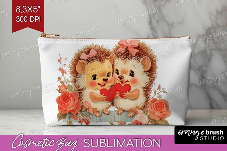 Vintage Valentines Day Cosmetic Bag - Retro Animal Makeup