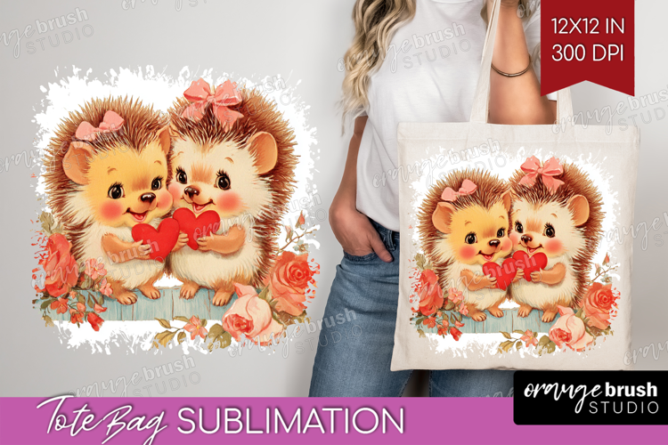 Vintage Valentines Day Tote Bag - Retro Animal Tote Bag PNG