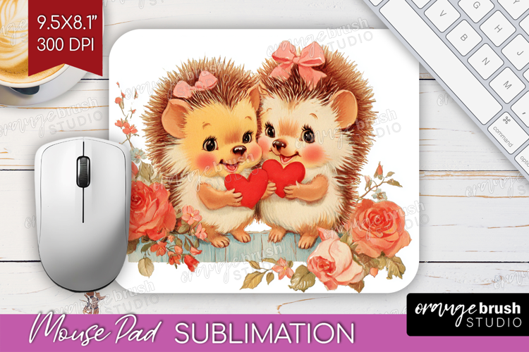 Vintage Valentines Day Mouse Pad Sublimation - Retro Animal