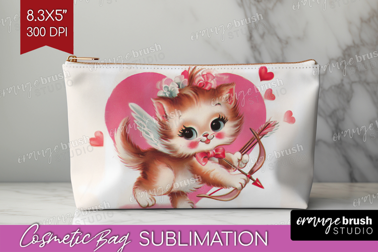 Vintage Valentines Day Cosmetic Bag - Retro Animal Makeup
