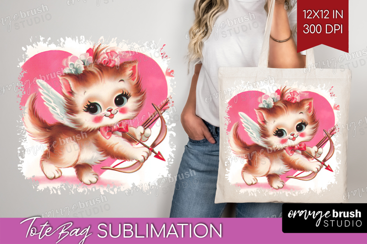 Vintage Valentines Day Tote Bag - Retro Animal Tote Bag PNG