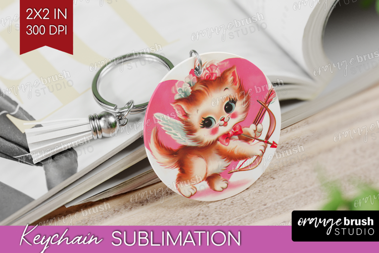 Vintage Valentines Day Keychain PNG - Retro Animal Keychain
