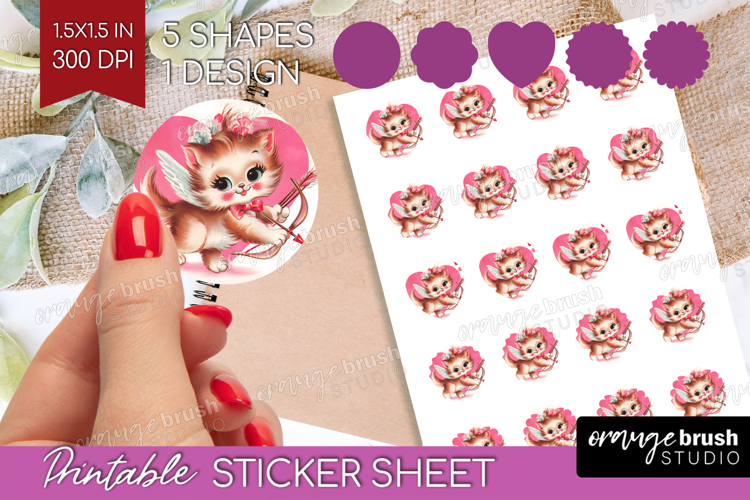 Vintage Valentines Day Round Sticker - Retro Animal Sticker