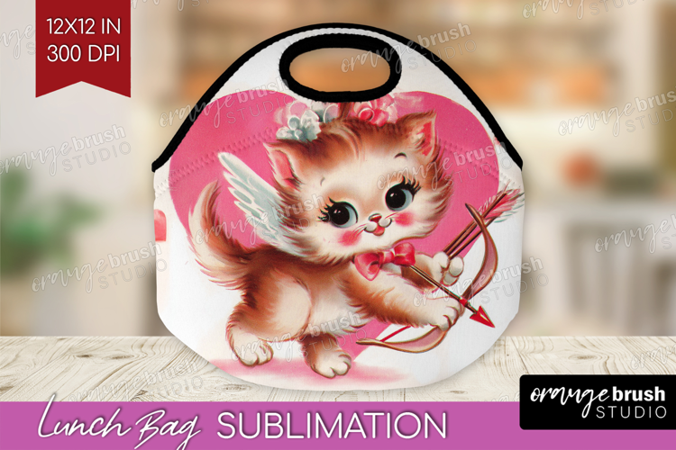 Vintage Valentines Day Lunch Bag - Retro Animal Lunch Bug