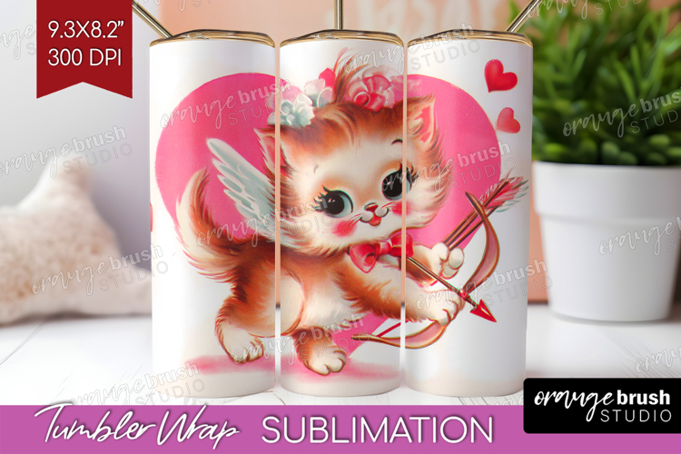 Vintage Valentines Day Tumbler Wrap - Retro Animal Tumbler