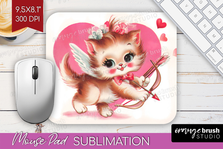 Vintage Valentines Day Mouse Pad Sublimation - Retro Animal