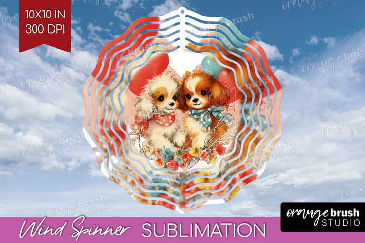Vintage Valentines Day Wind Spinner Sublimation PNG - Retro