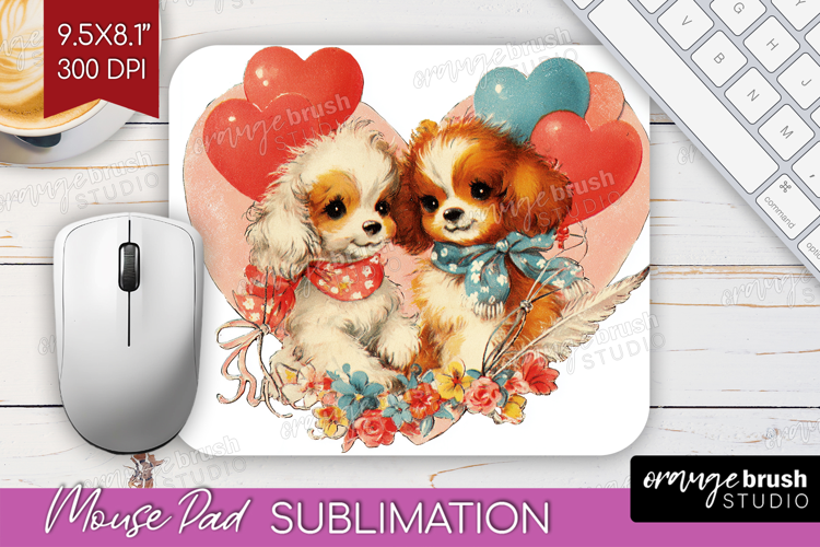 Vintage Valentines Day Mouse Pad Sublimation - Retro Animal