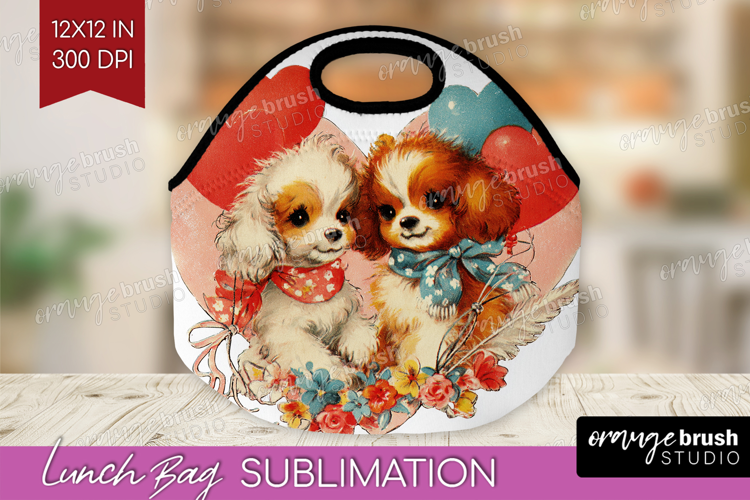 Vintage Valentines Day Lunch Bag - Retro Animal Lunch Bug