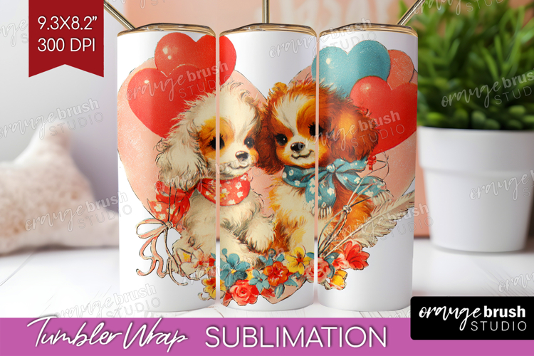 Vintage Valentines Day Tumbler Wrap - Retro Animal Tumbler