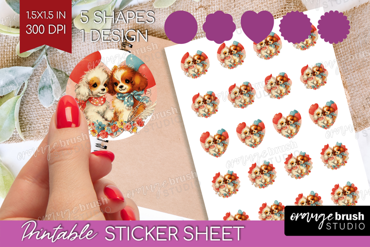 Vintage Valentines Day Round Sticker - Retro Animal Sticker