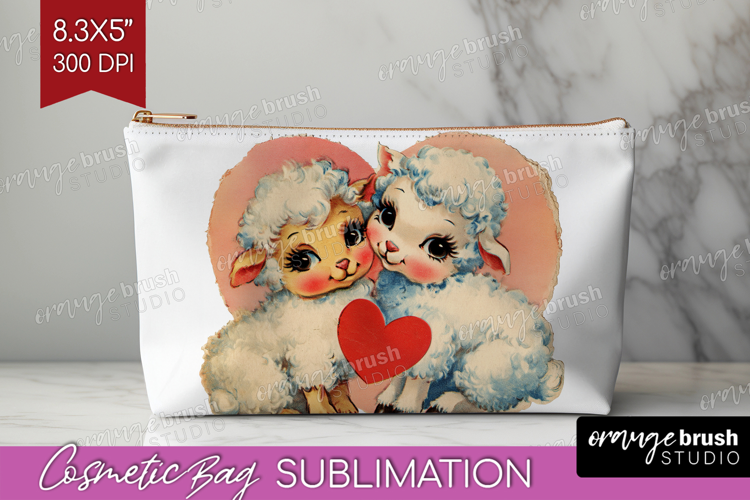 Vintage Valentines Day Cosmetic Bag - Retro Animal Makeup