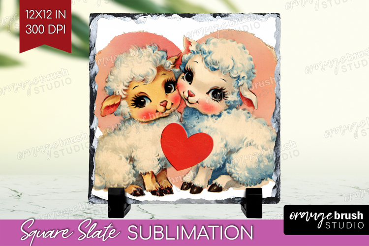 Vintage Valentines Day Slate PNG - Retro Animal Square Slate
