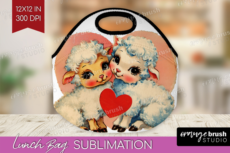 Vintage Valentines Day Lunch Bag - Retro Animal Lunch Bug