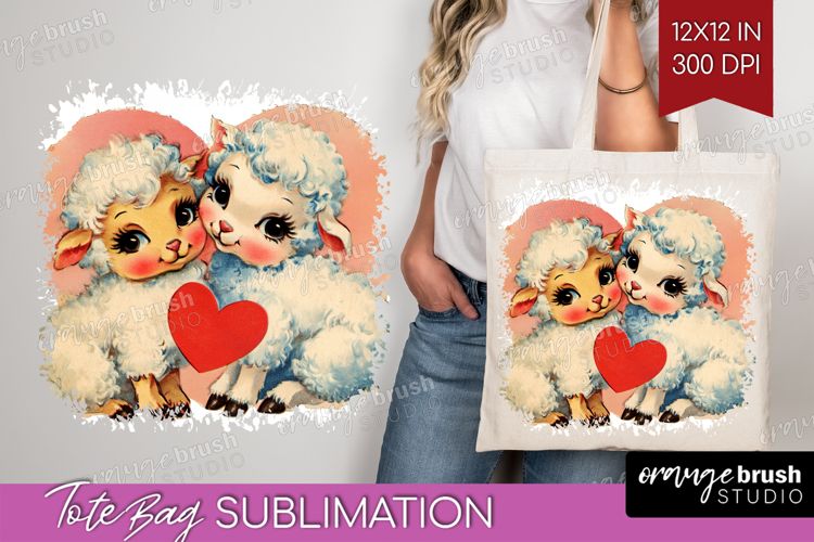 Vintage Valentines Day Tote Bag - Retro Animal Tote Bag PNG
