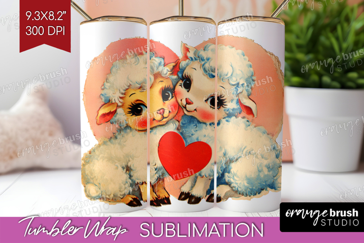 Vintage Valentines Day Tumbler Wrap - Retro Animal Tumbler