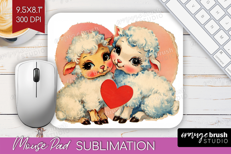 Vintage Valentines Day Mouse Pad Sublimation - Retro Animal
