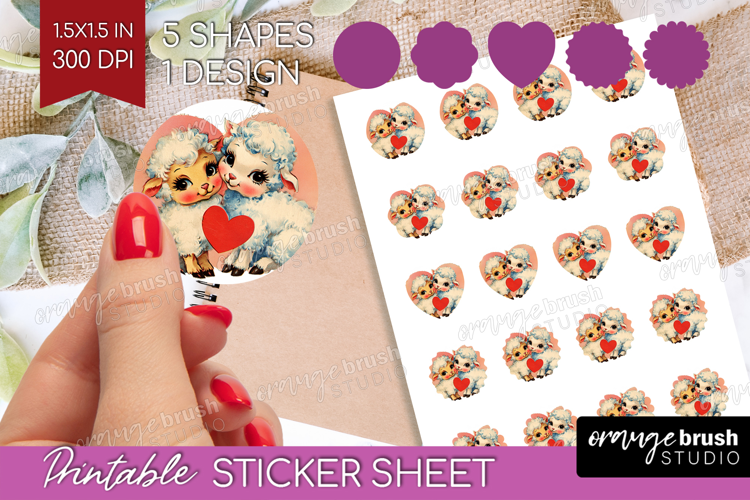 Vintage Valentines Day Round Sticker - Retro Animal Sticker