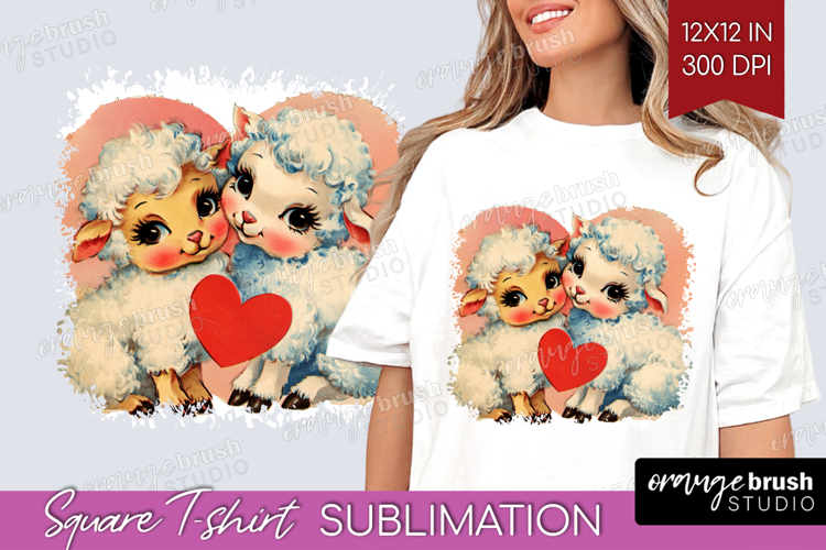 Vintage Valentines Day Square Tshirt Background - Retro PNG