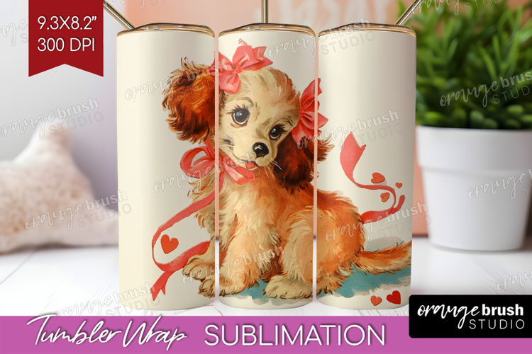 Vintage Valentines Day Tumbler Wrap - Retro Animal Tumbler