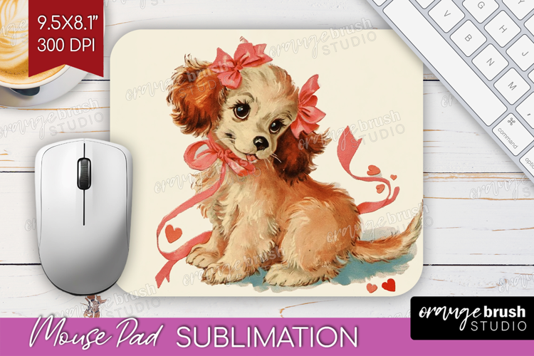 Vintage Valentines Day Mouse Pad Sublimation - Retro Animal