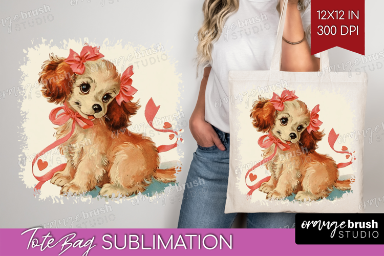 Vintage Valentines Day Tote Bag - Retro Animal Tote Bag PNG