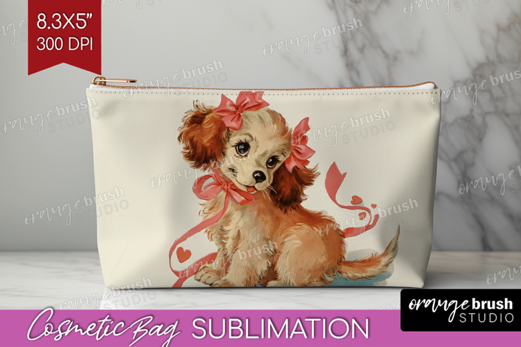 Vintage Valentines Day Cosmetic Bag - Retro Animal Makeup