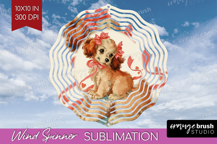 Vintage Valentines Day Wind Spinner Sublimation PNG - Retro