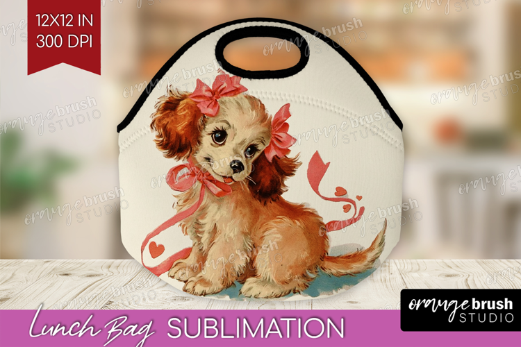 Vintage Valentines Day Lunch Bag - Retro Animal Lunch Bug