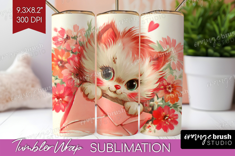 Vintage Valentines Day Tumbler Wrap - Retro Animal Tumbler