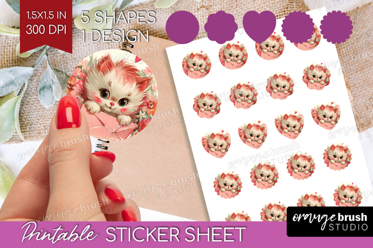 Vintage Valentines Day Round Sticker - Retro Animal Sticker