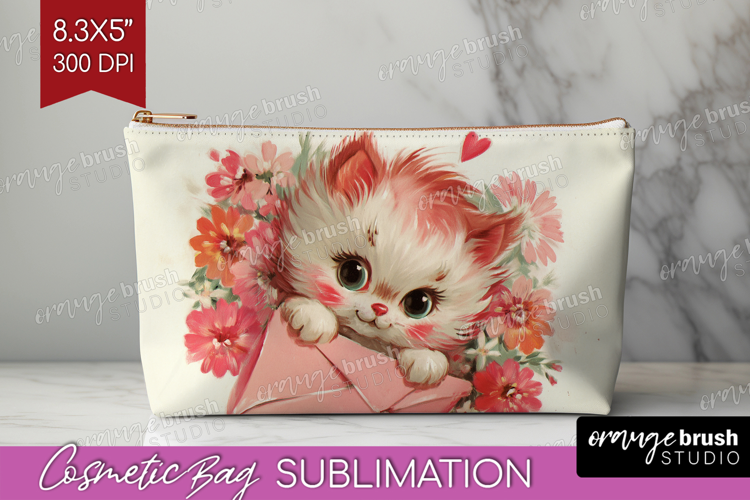 Vintage Valentines Day Cosmetic Bag - Retro Animal Makeup
