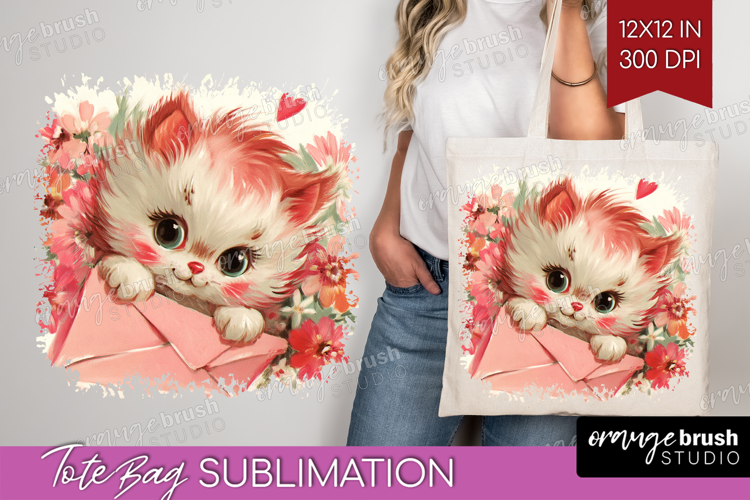 Vintage Valentines Day Tote Bag - Retro Animal Tote Bag PNG