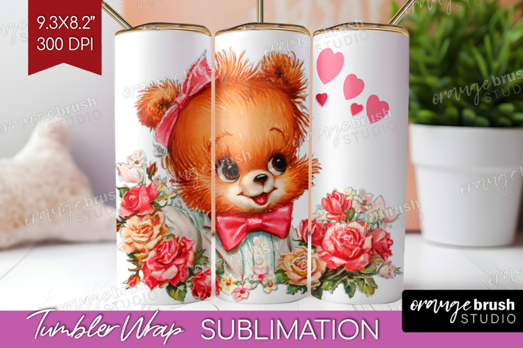 Vintage Valentines Day Tumbler Wrap - Retro Animal Tumbler