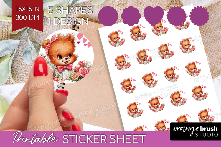 Vintage Valentines Day Round Sticker - Retro Animal Sticker
