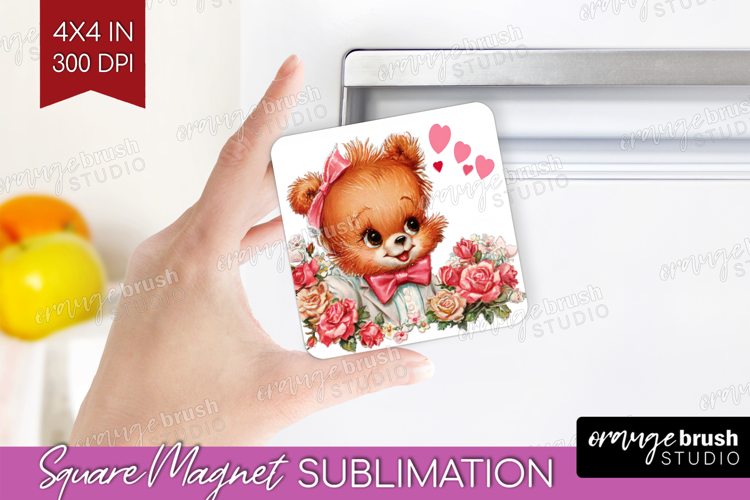 Vintage Valentines Day Magnet Sublimation - Retro Animal PNG