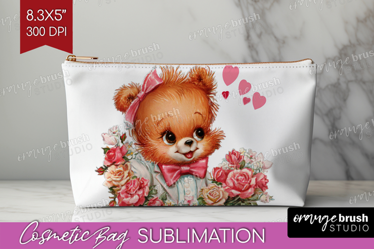 Vintage Valentines Day Cosmetic Bag - Retro Animal Makeup