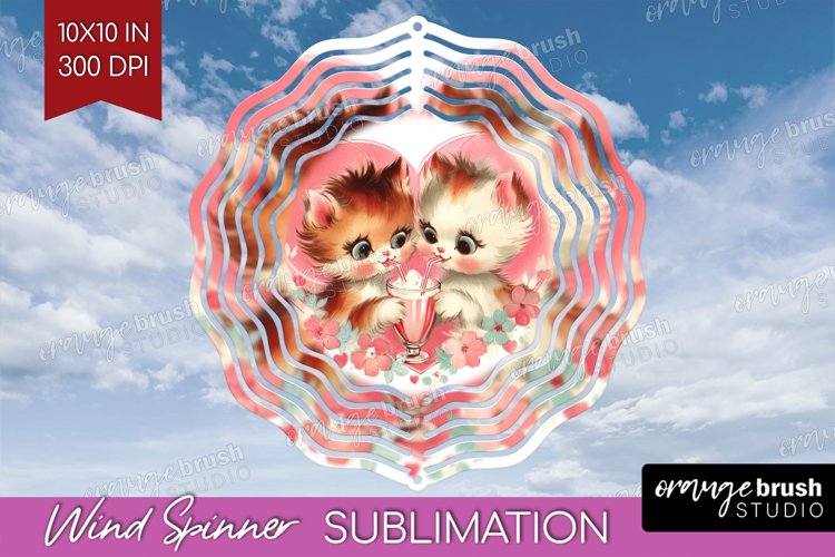 Vintage Valentines Day Wind Spinner Sublimation PNG - Retro