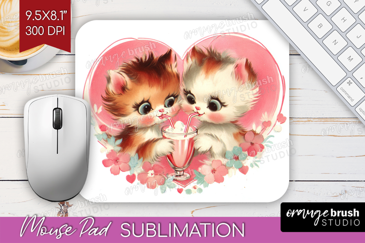 Vintage Valentines Day Mouse Pad Sublimation - Retro Animal