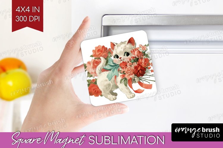 Vintage Valentines Day Magnet Sublimation - Retro Animal PNG