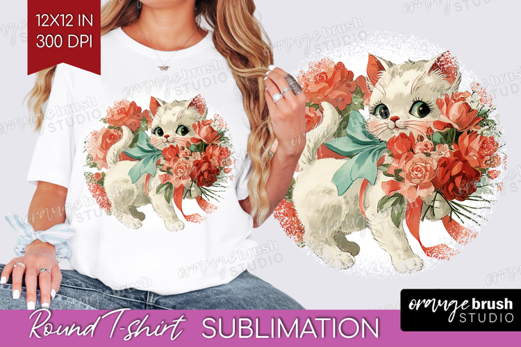 Vintage Valentines Day Round Tshirt Background - Retro PNG